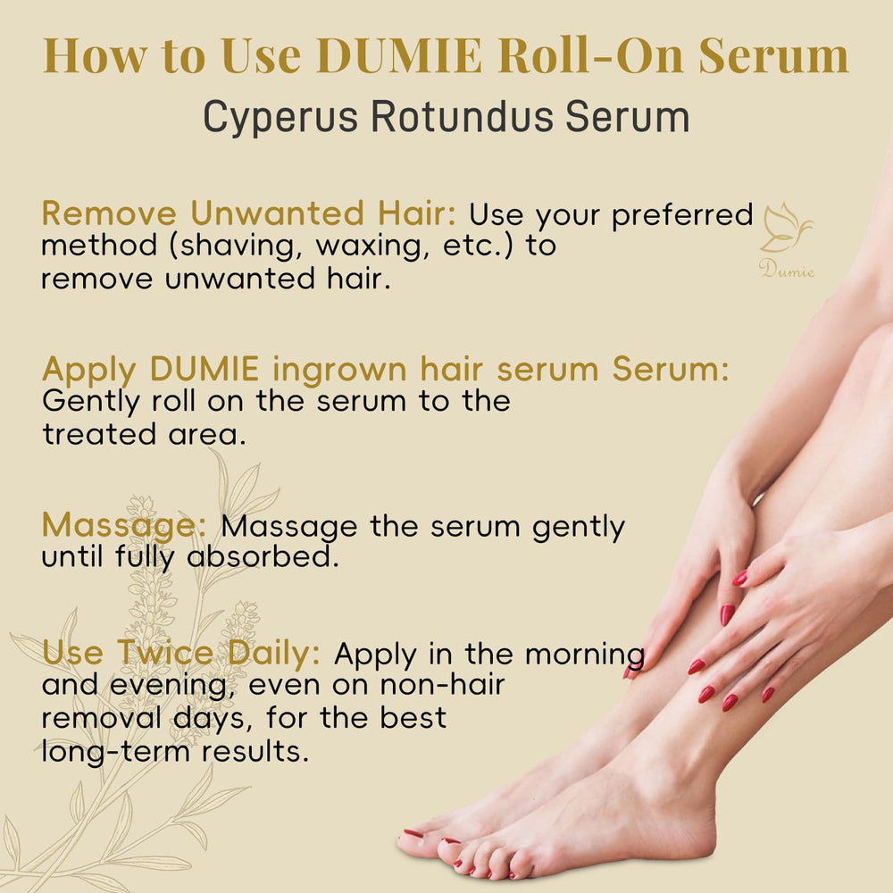 Label highlights tea tree, centella, and aloe as natural ingredients in Dumie serum.