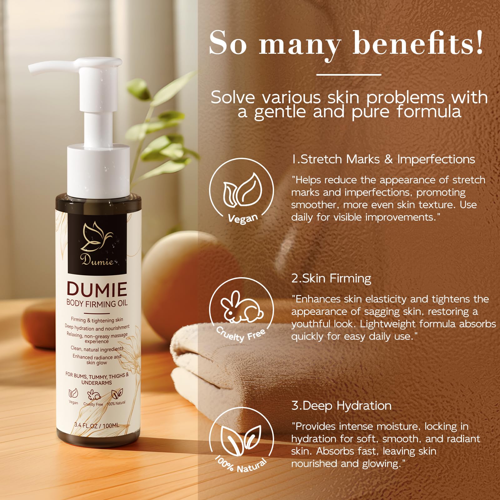Dumie Pump bottle on bathroom shelf