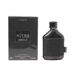 Dumont Nitro Platinum bottle front view highlighting premium metallic design.