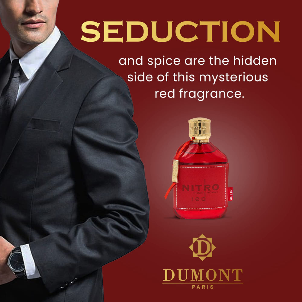 Luxurious packaging box of Dumont Nitro Red fragrance for unboxing delight.