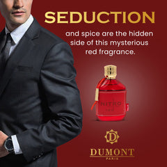 Luxurious packaging box of Dumont Nitro Red fragrance for unboxing delight.