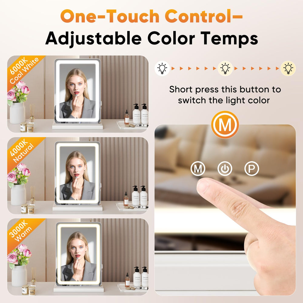 DUMOS vanity mirror aluminum frame close-up highlighting durable finish