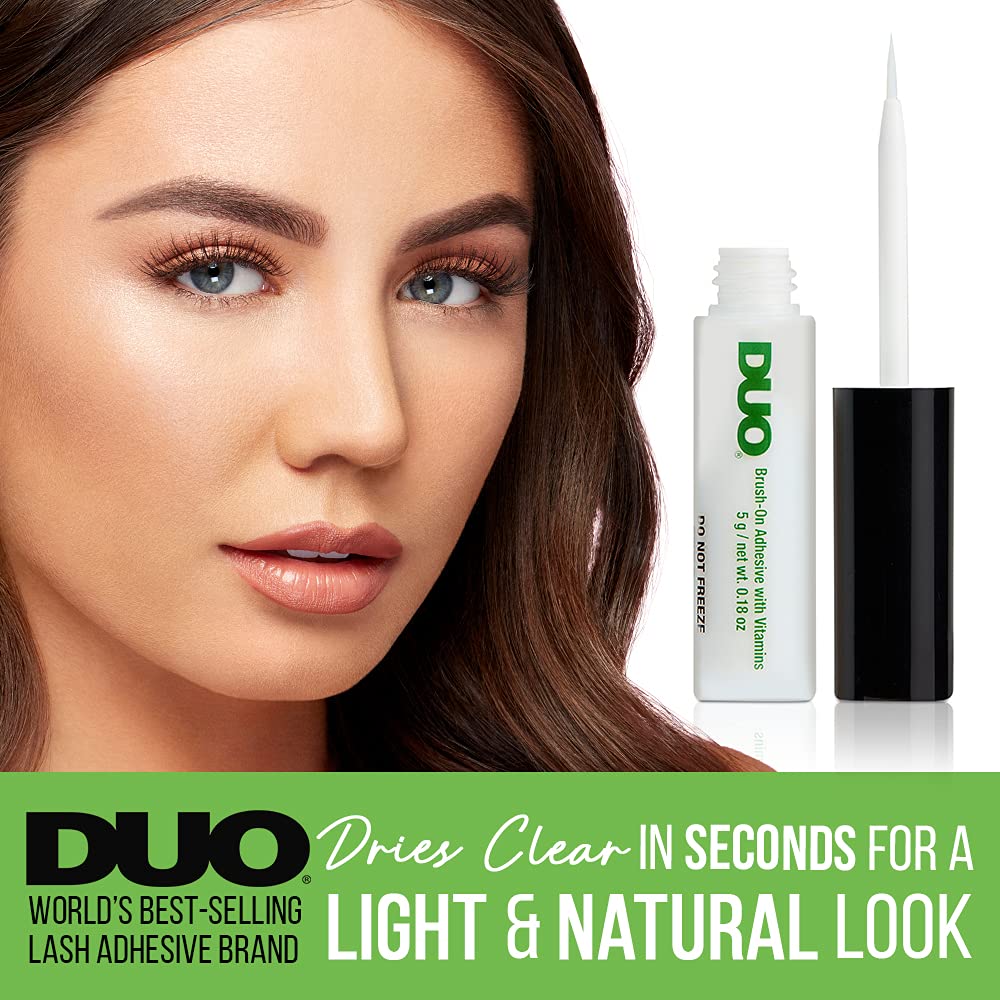 Close-up of DUO lash glue applicator for precise, fast application.