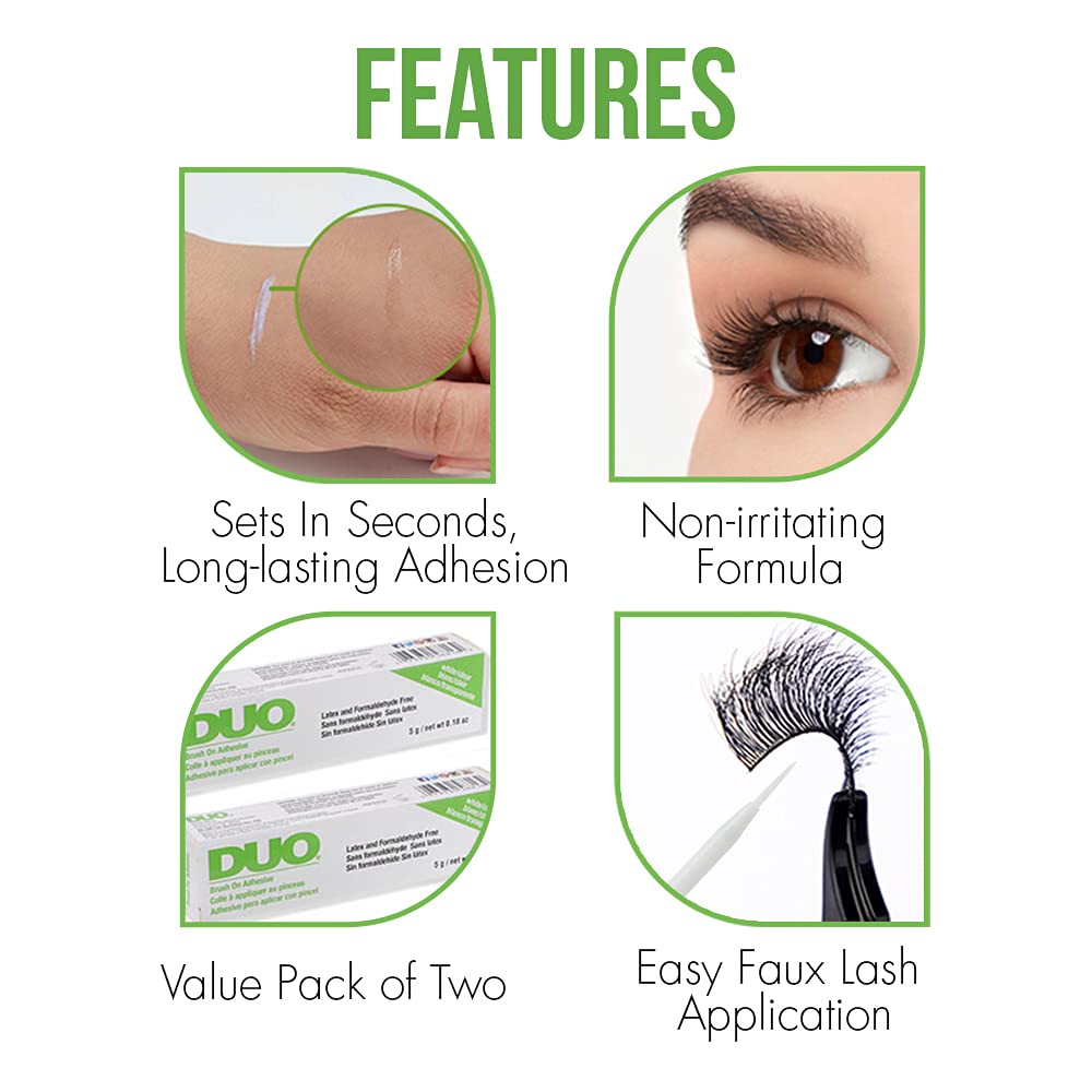 DUO 2-pack packaging for convenient, on-hand lash adhesive.