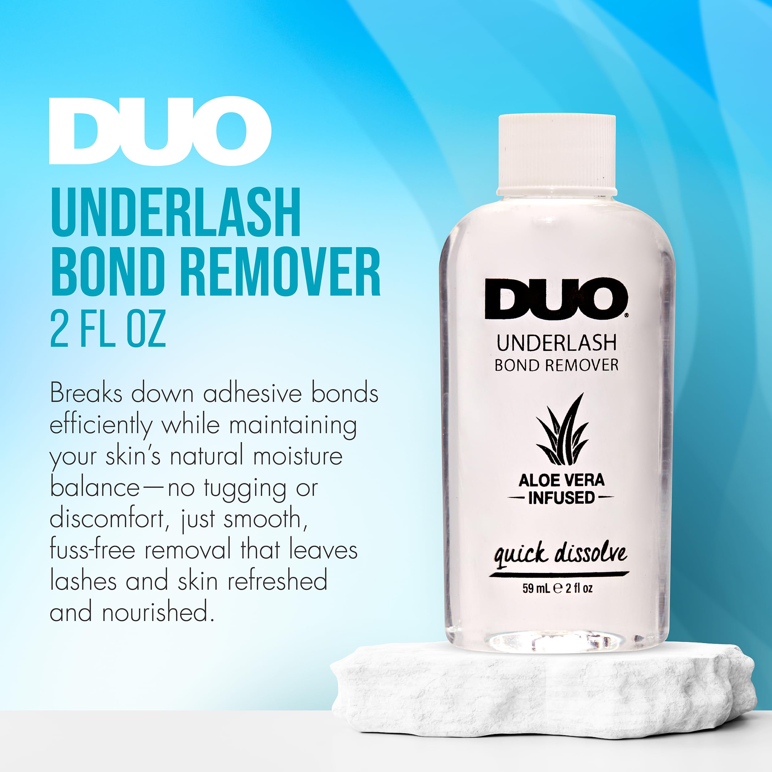 DUO Chamomile, safflower, and coconut oils highlight soothing, skin-friendly removal.