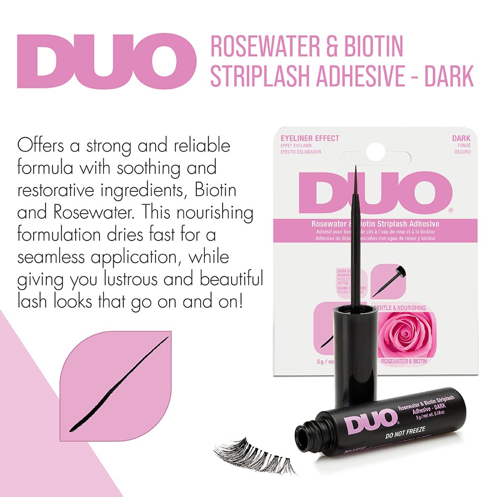 DUO Eyelash Glue drying to black for a seamless lash line.