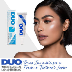 DUO eyelash glue drying clear to blend with makeup for seamless look