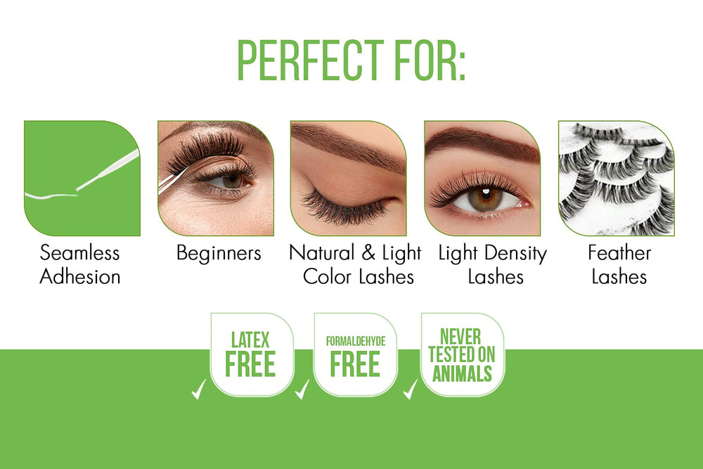 DUO clear lash glue on lashes for a natural blend.
