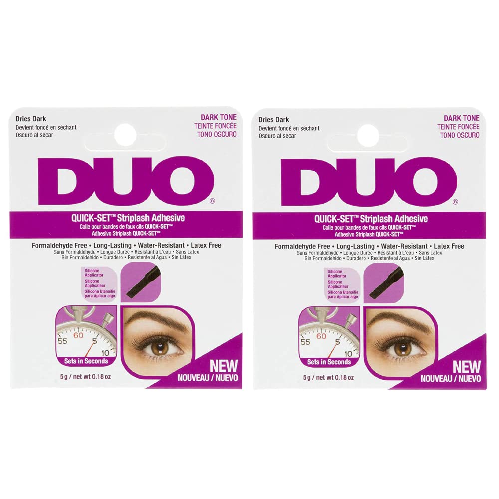 DUO Quick-Set eyelash glue dark tone bottle for precise lash application and long wear