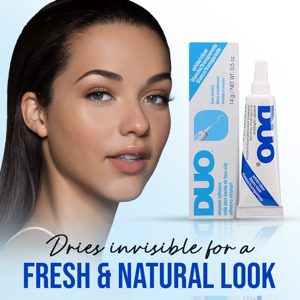 DUO Strip Eyelash Adhesive applying lashes with tacky wait for precise placement