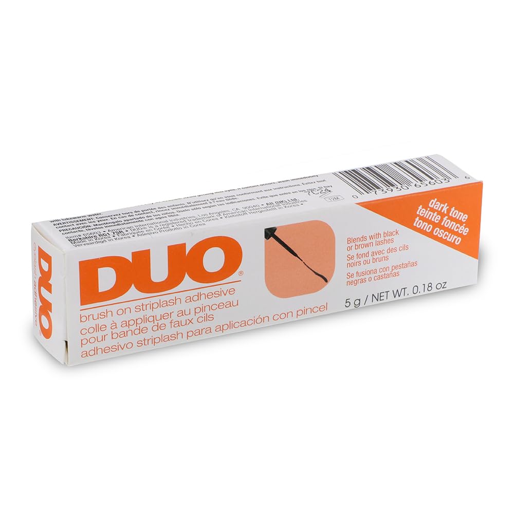 DUO Strip Lash Adhesive in dark tone for secure cluster lashes all day long.