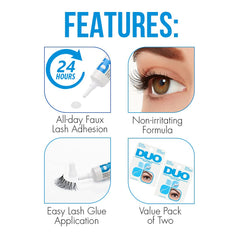 DUO Strip Lash Adhesive provides long lasting hold for evening looks.