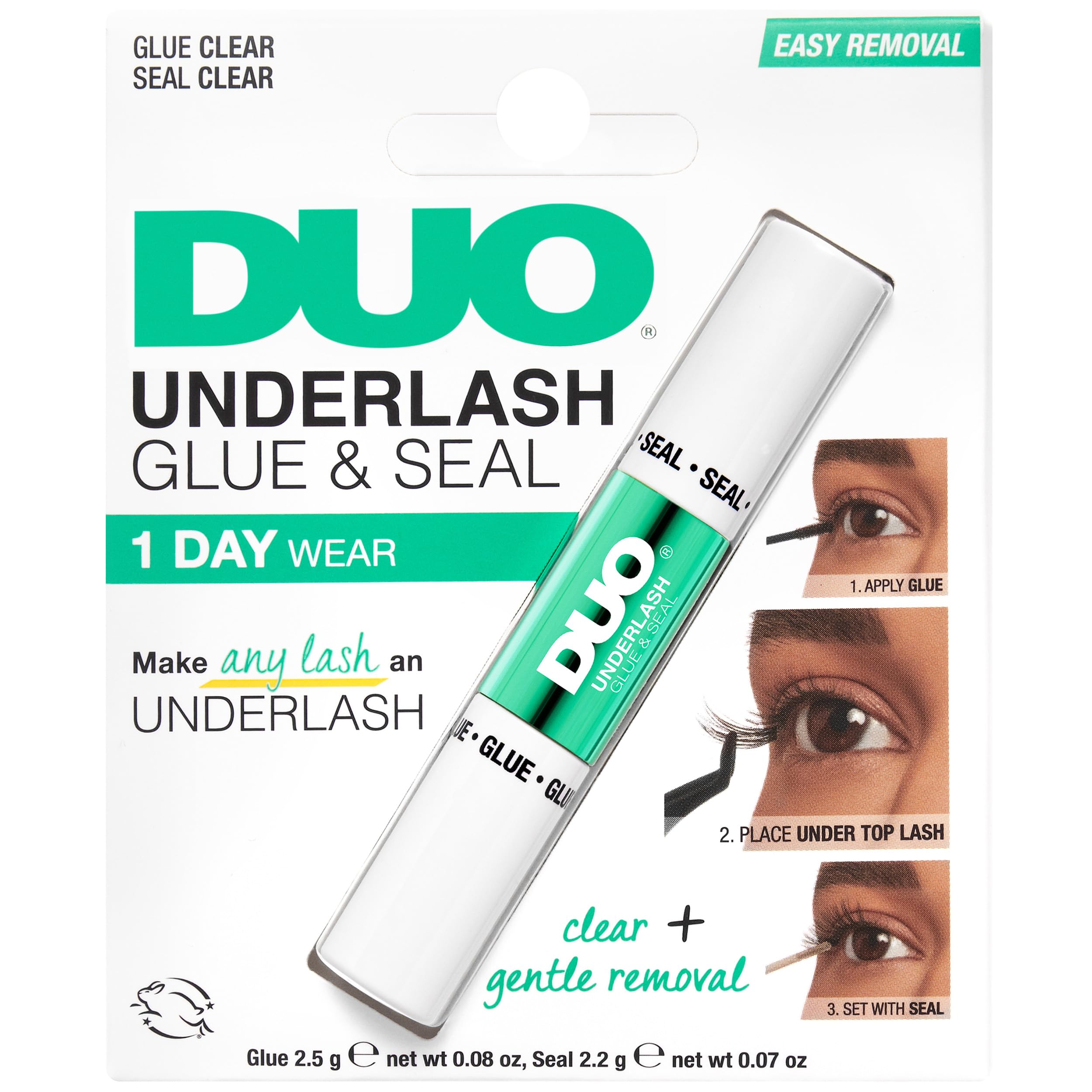 DUO Under Lash Glue in use for precise underlash adhesion with clear glue