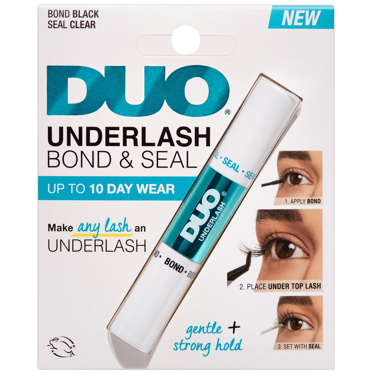 DUO Underlash bottle closeup highlighting long-lasting hold