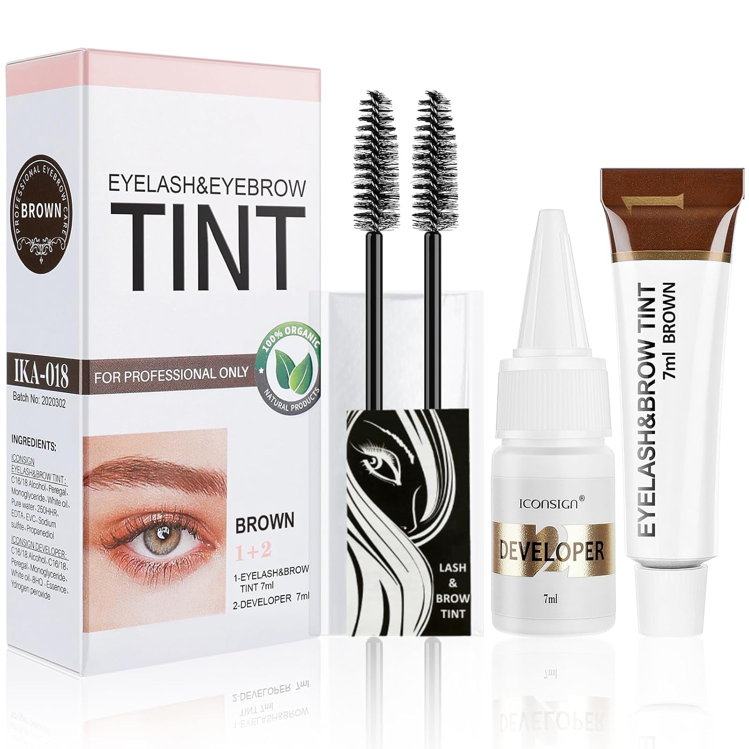 Duoffanny kit coloración pestanas cejas marrón: color natural y uso doméstico seguro.