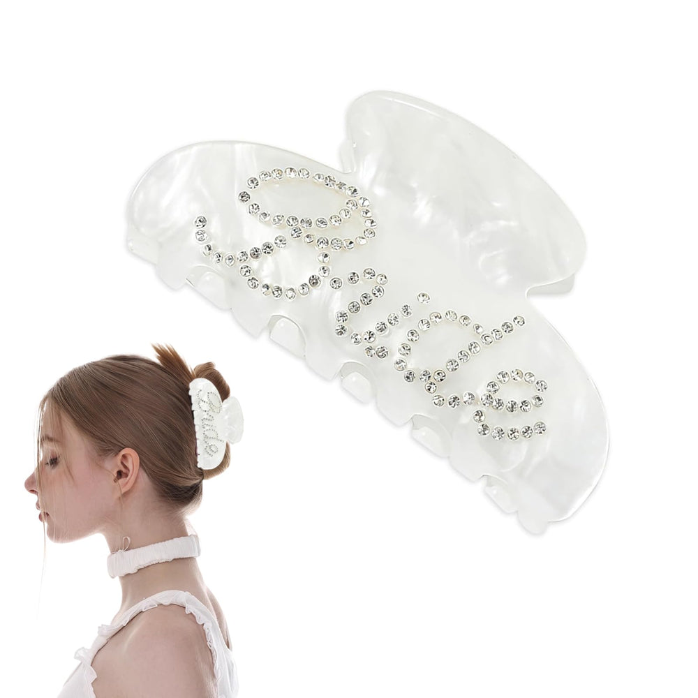DUOJINSANXI pinza para novia en blanco acrílico con cristales, ideal para bodas.
