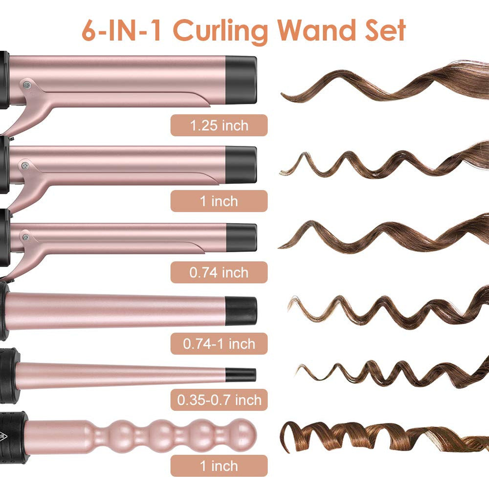 Duomishu curling wand with anti-scald tip and ergonomic grip for safe handling.