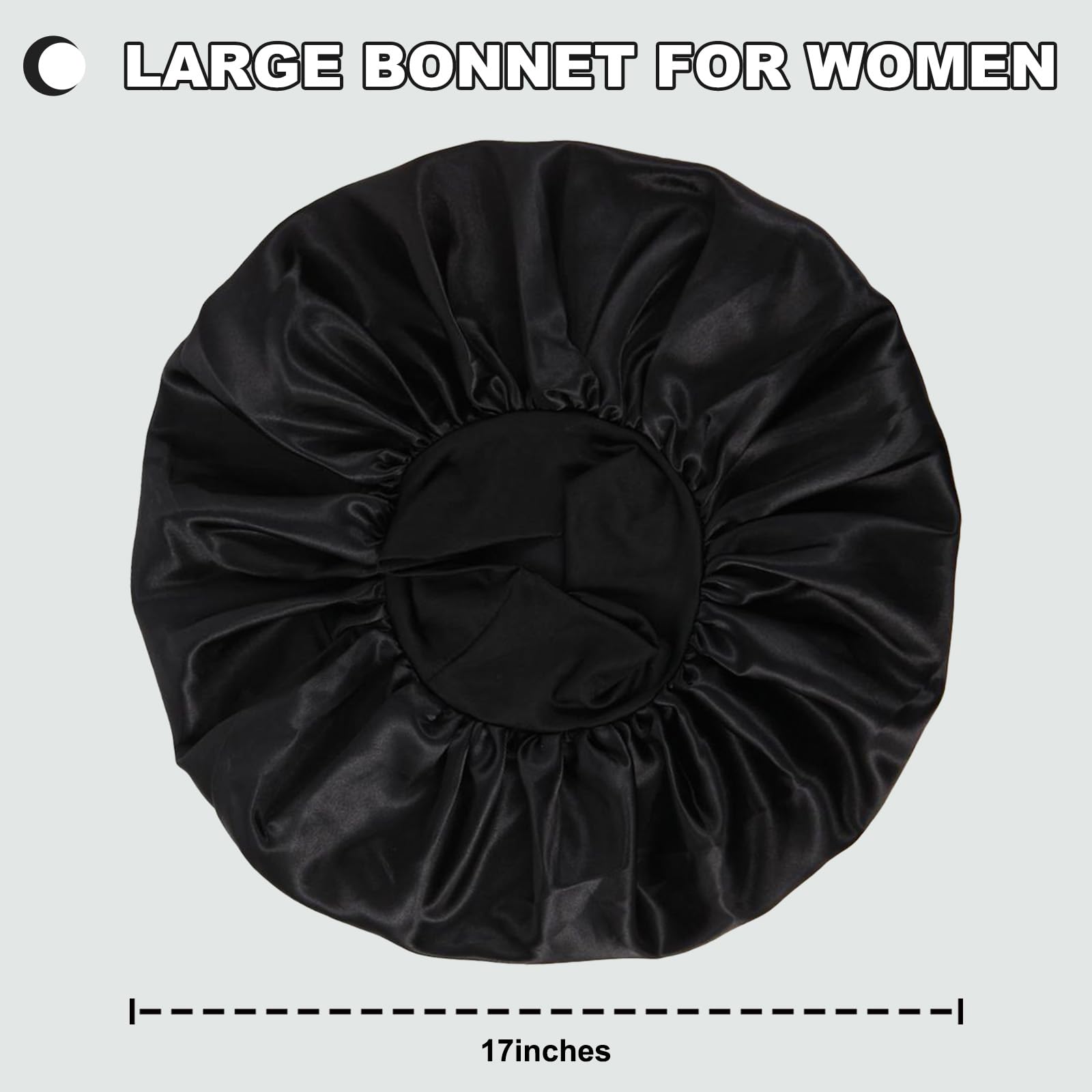 Bonete satén negro DUOMODRAGON para dormir cómodo y sin marcas