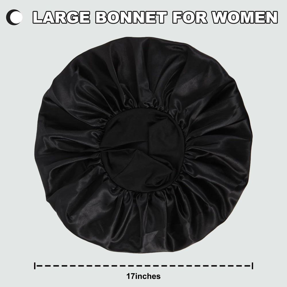 Bonete satén negro DUOMODRAGON para dormir cómodo y sin marcas