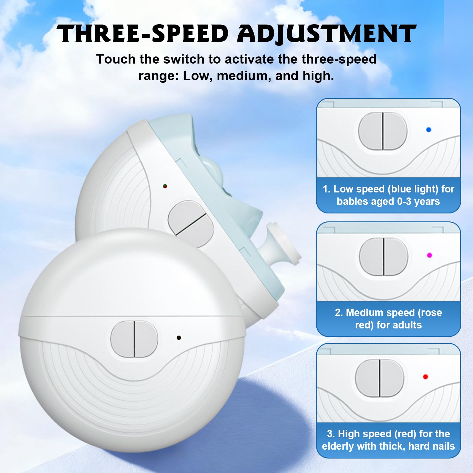Dufuphae clippers with three power settings for varied nail types.