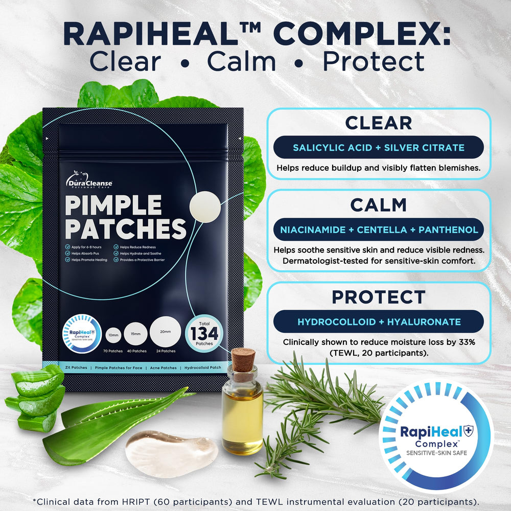 Dura Cleanse parches-acne-cara-aplicacion-facil: fácil de colocar y adherencia estable.