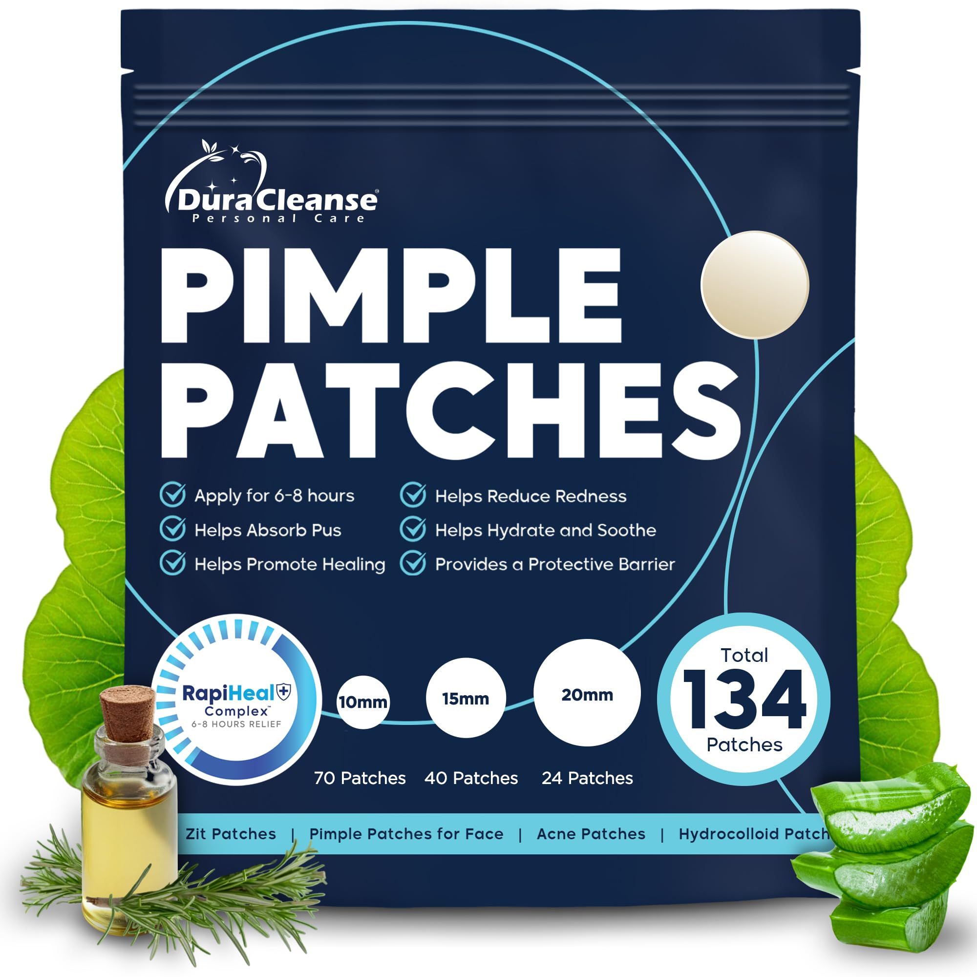 Dura Cleanse parches-acne-cara-invisible: prácticamente invisibles y aptos para maquillaje diario.