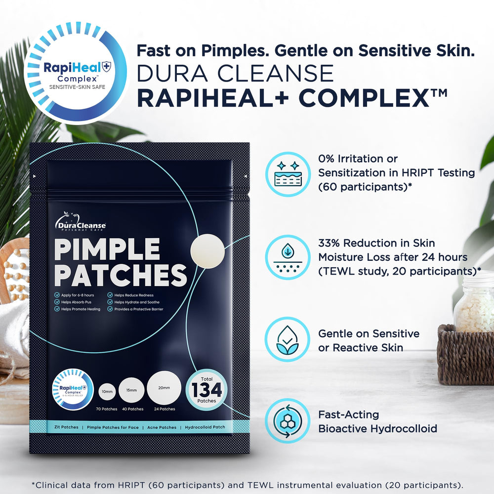 Dura Cleanse parches-acne-cara-tamano-pequeno: ideales para brotes pequeños y desinflamación suave.