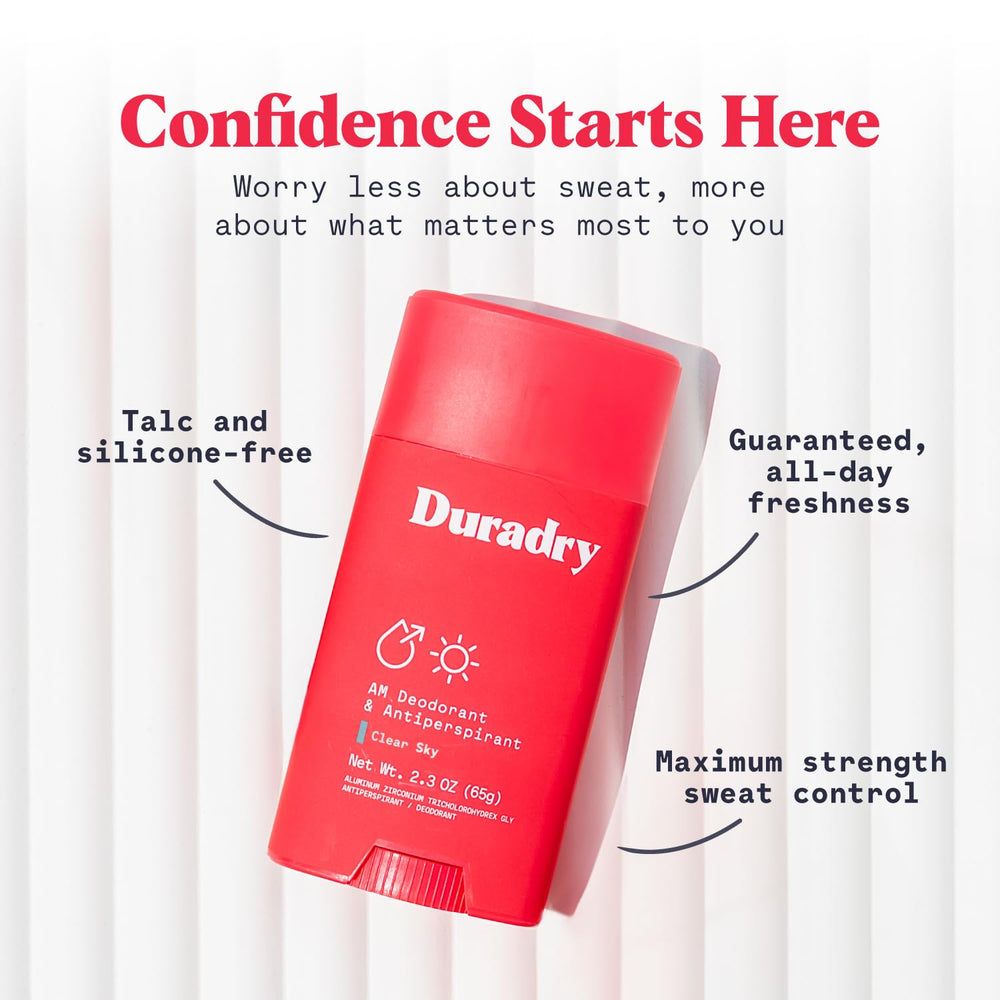 Duradry antiperspirant-underarm protection in action for reliable sweat control.