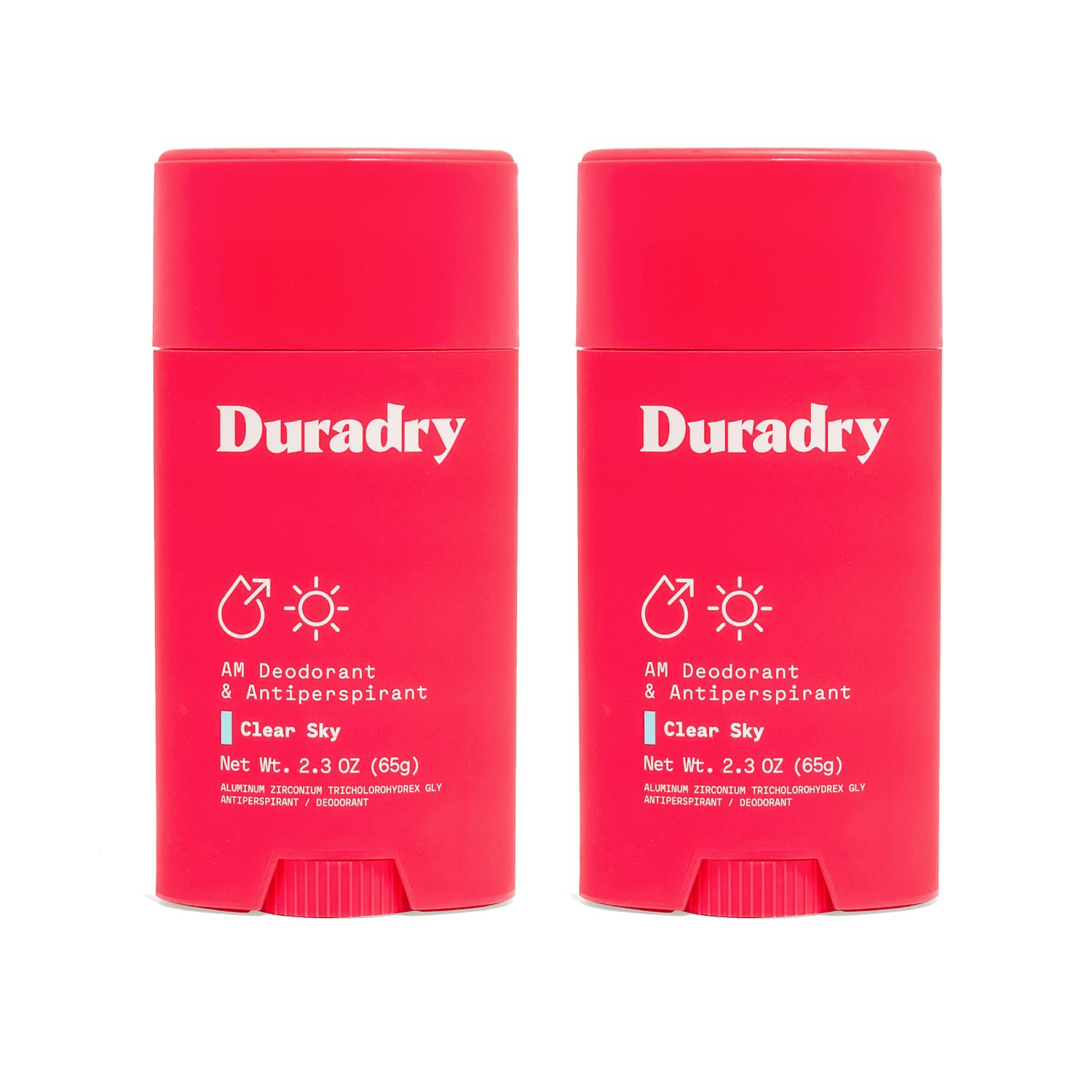 Duradry Clear Sky antiperspirant stick shown for all-day dryness