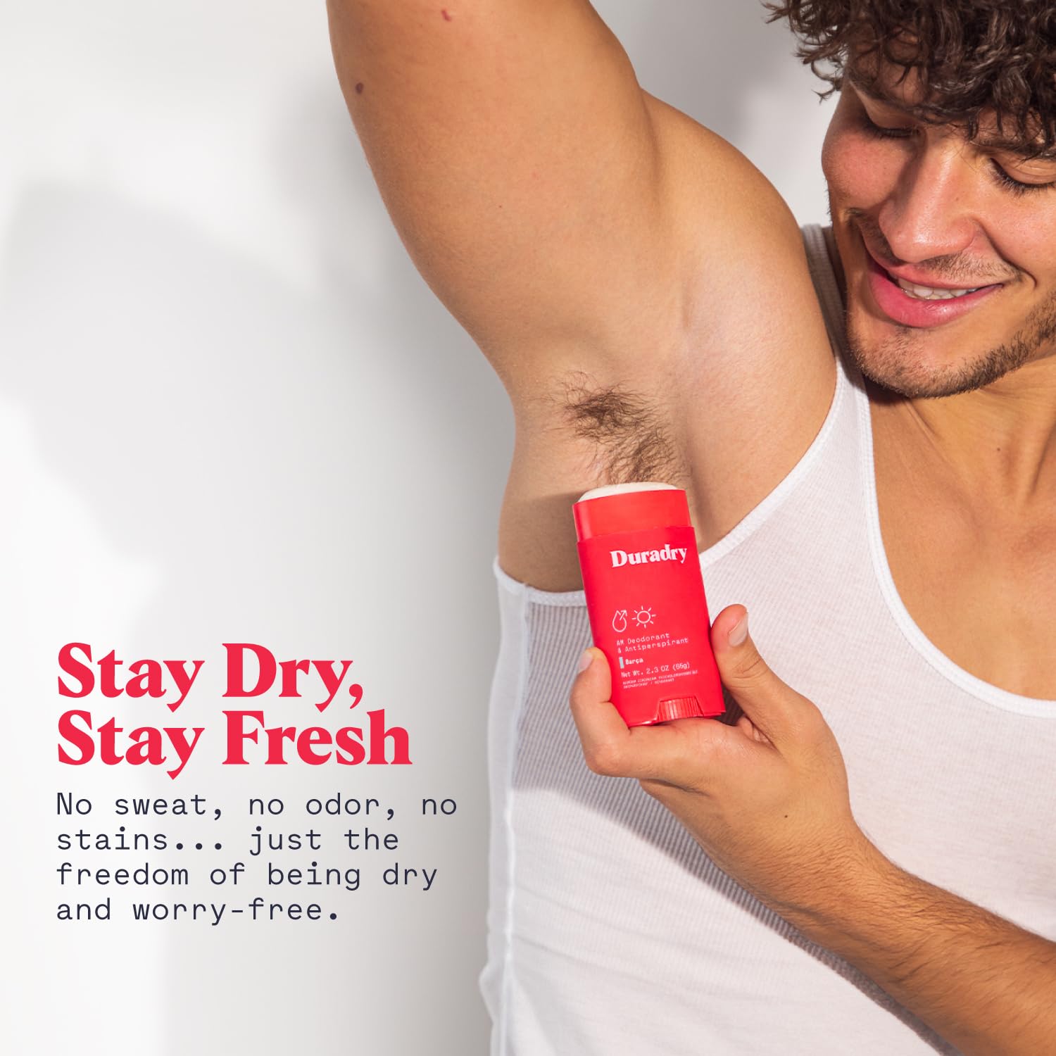 Duradry clear-sky scent close-up showing crisp pear and vanilla for long-lasting freshness.