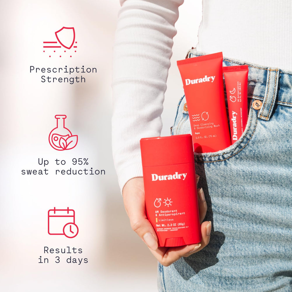 Duradry Clear Sky sweat minimizing gel provides overnight dryness support.