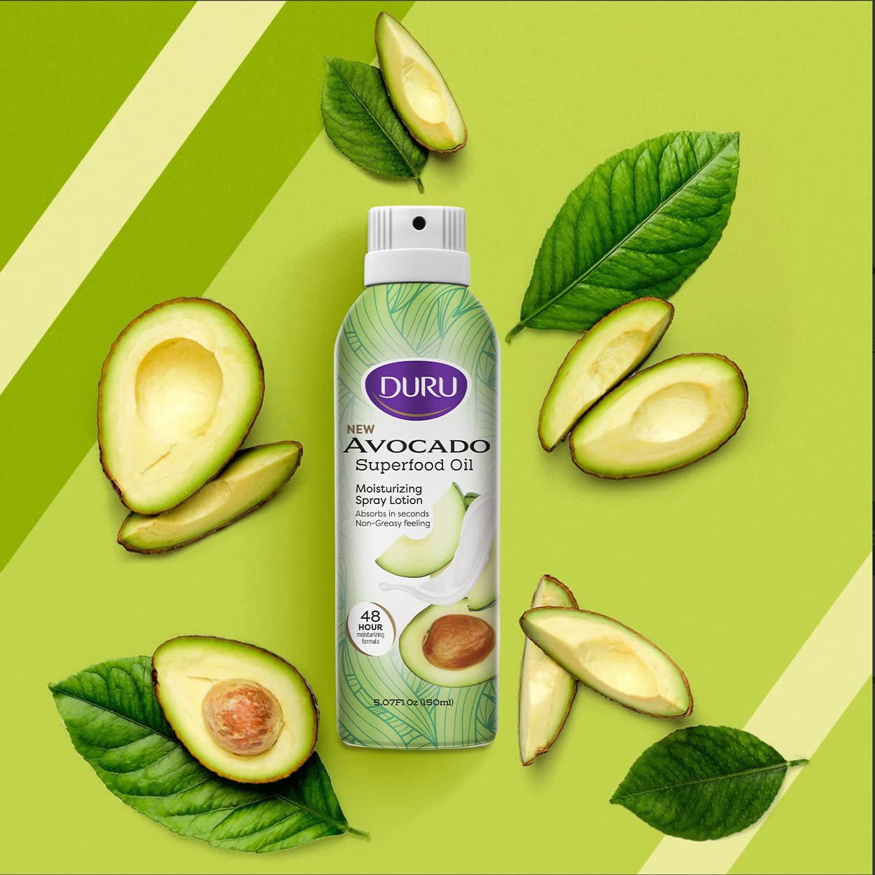 Duru spray mist absorbs quickly, leaving smooth skin.