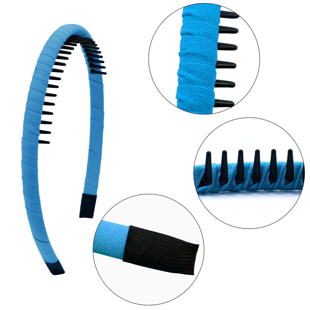 Diadema Duufin con dientes azul cielo, seguro para cabello liso o rizado