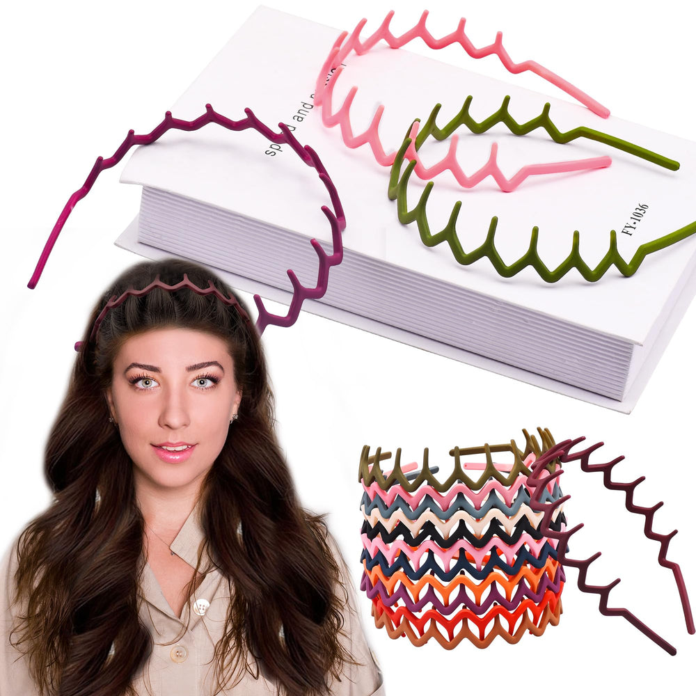 Diadema Duufin con dientes zigzag lila, diseño ligero para comodidad diaria.