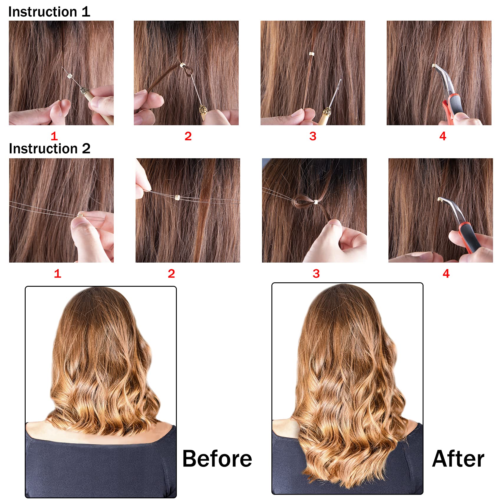 Duufin hair extensions kit contents organized for DIY at home.
