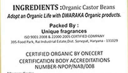Dwaraka Aceite de Ricino para masajes y relajación corporal.