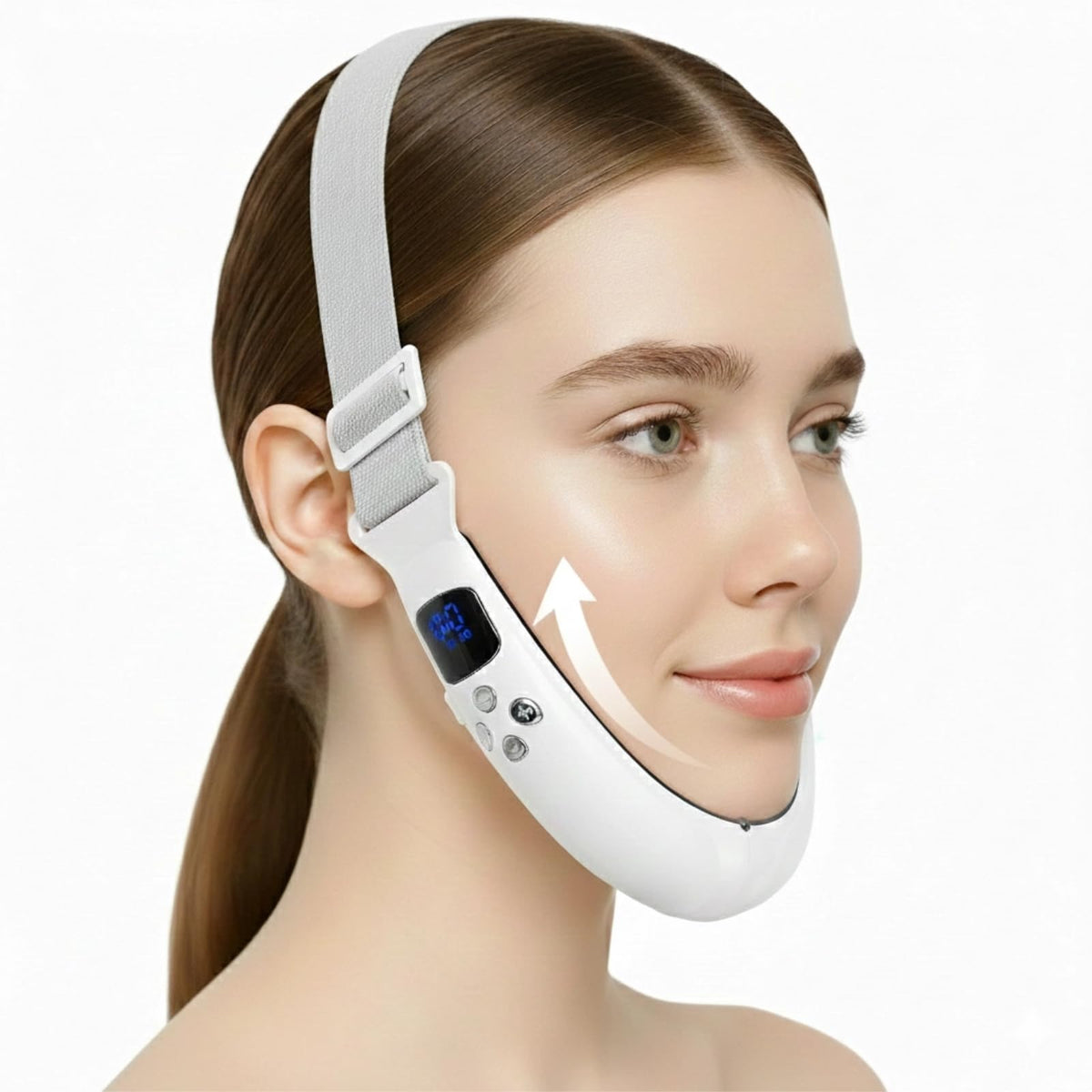 Dyews electric double chin device front view highlighting ergonomic design for comfortable use.
