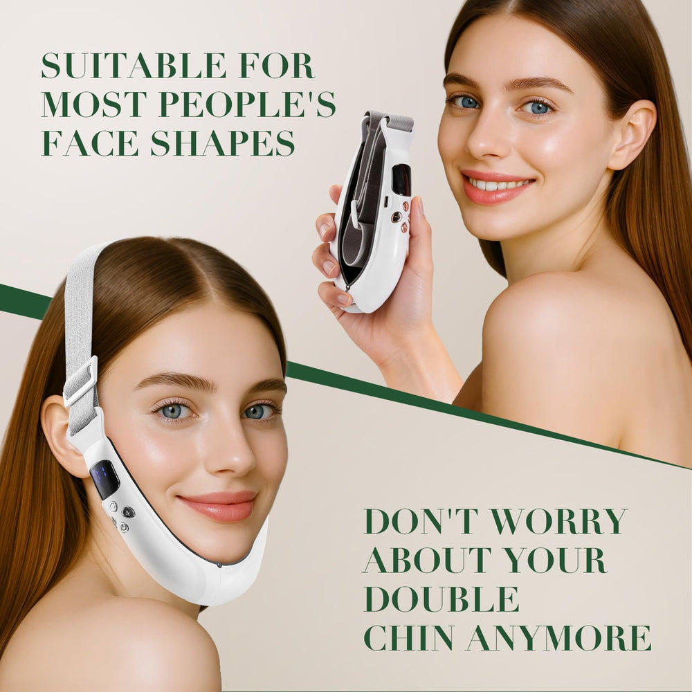 Massager along the jawline demonstrating deep action for defined contour.