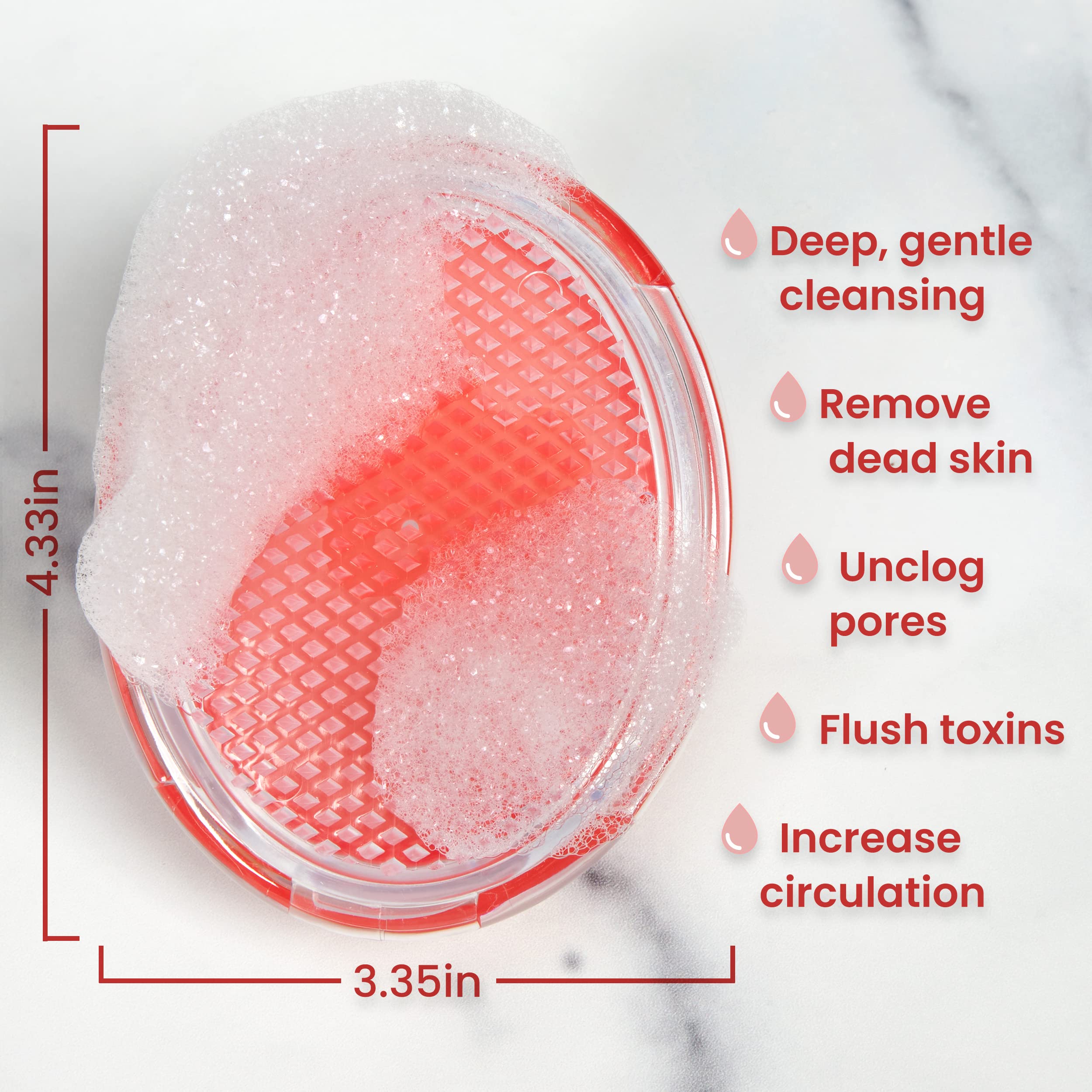 Dylonic exfoliating brush around bikini line to prevent irritation.