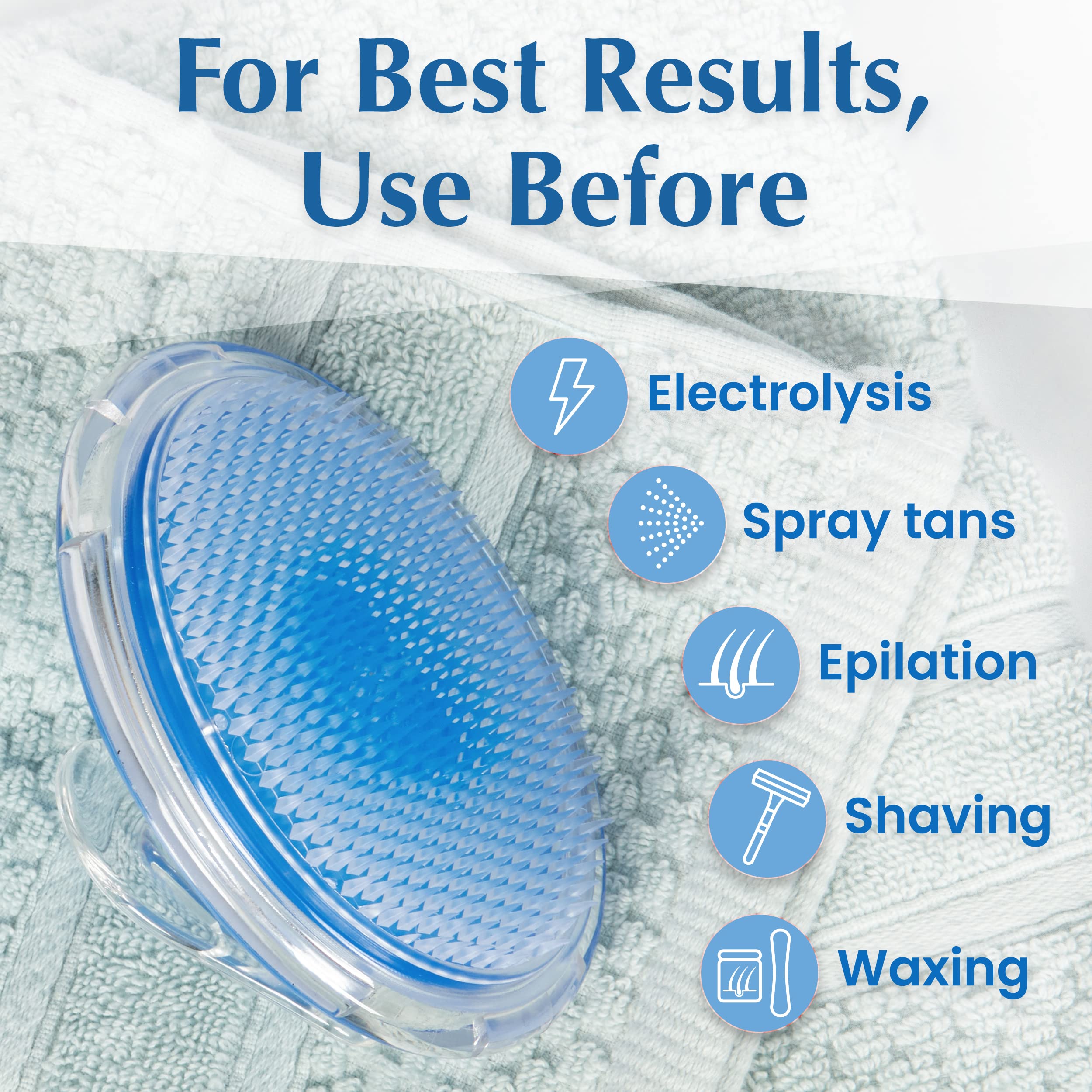 Dylonic travel-size exfoliator tool designed for in-shower skincare on the go.