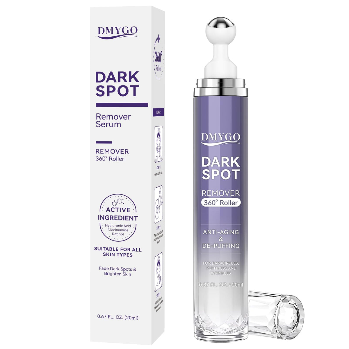 DMYGO corrector de manchas en la cara con rodillo para tono uniforme