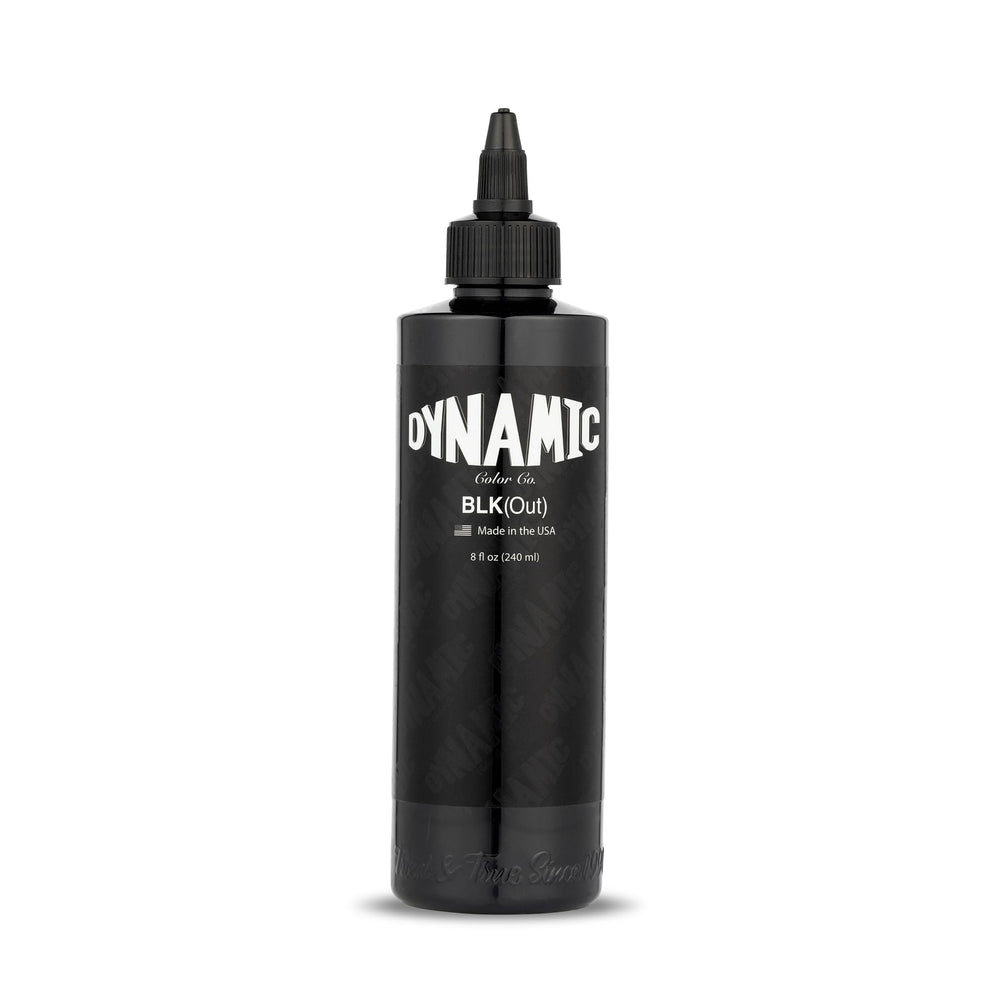 Dynamic Color Co BLKout ink bottle for solid blackout tattoos and heavy work