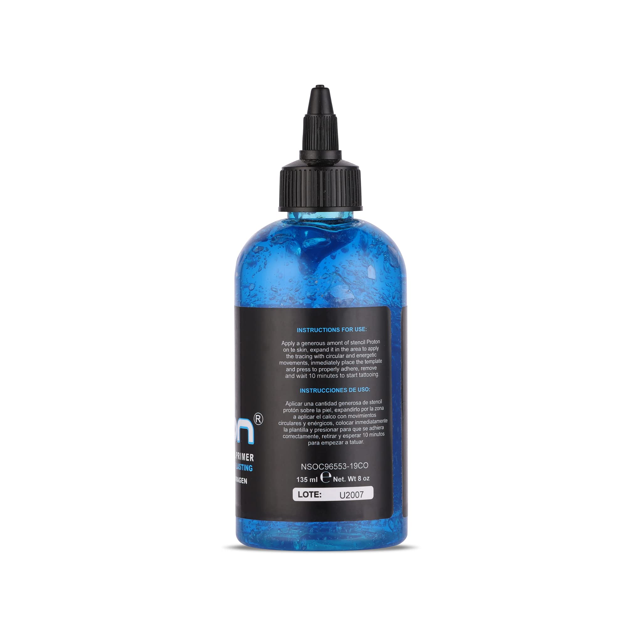 Dynamic Color Co Proton stencil primer enhances stencil visibility on skin.