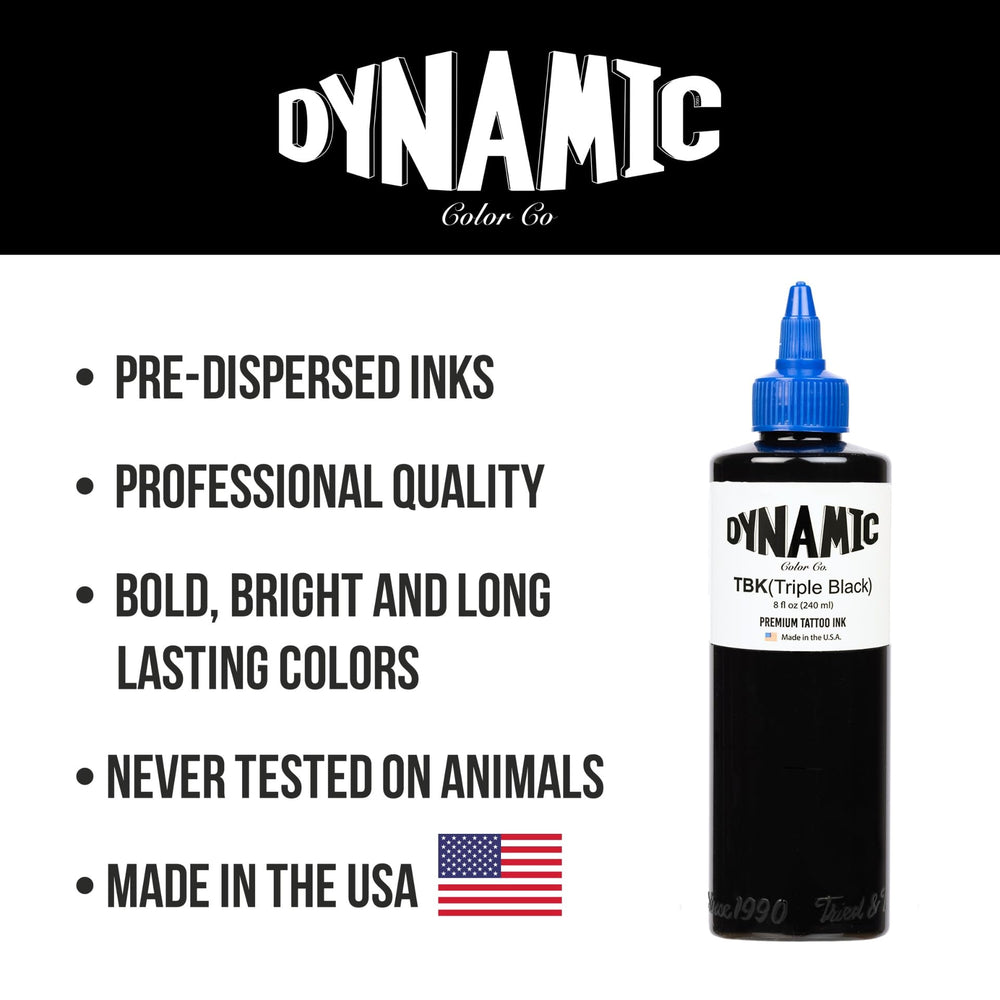 Dynamic Color Co Triple Black ink bottle gloss capturing lasting vibrancy in tattoo colors