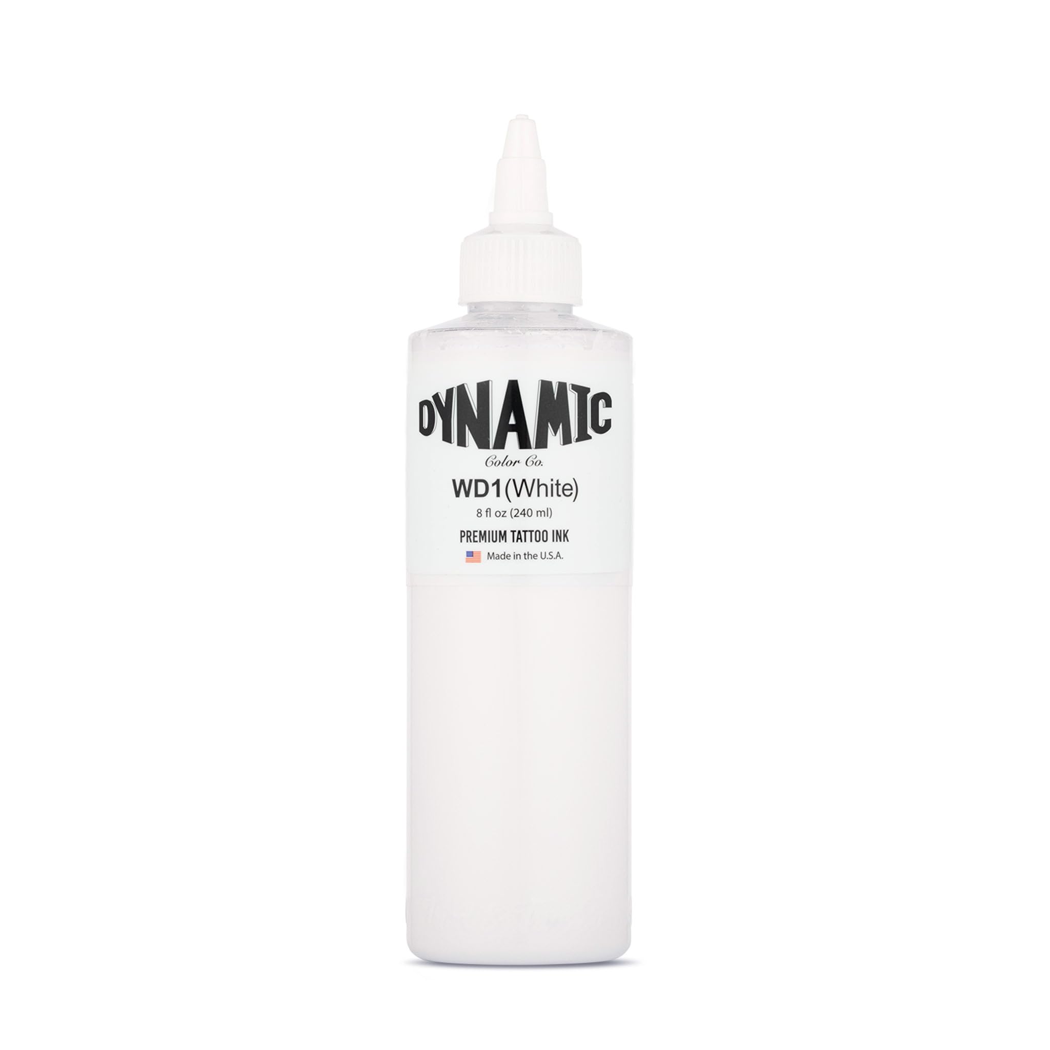 Dynamic Color Co white tattoo ink bottle for precise linework.