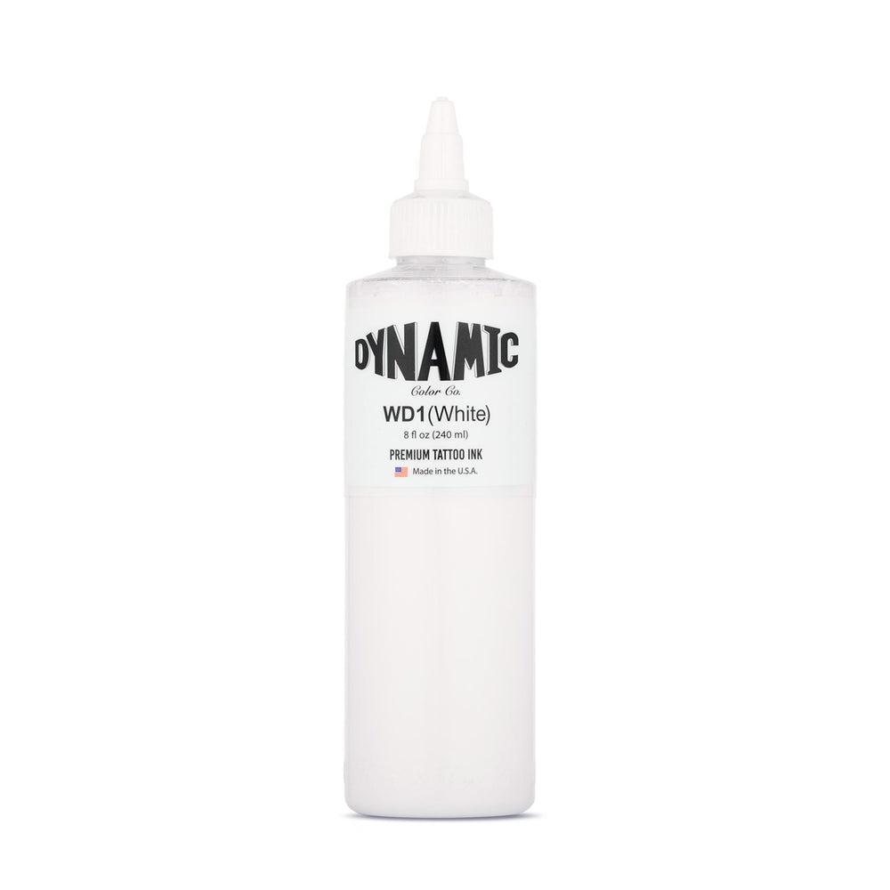 Dynamic Color Co white tattoo ink bottle for precise linework.