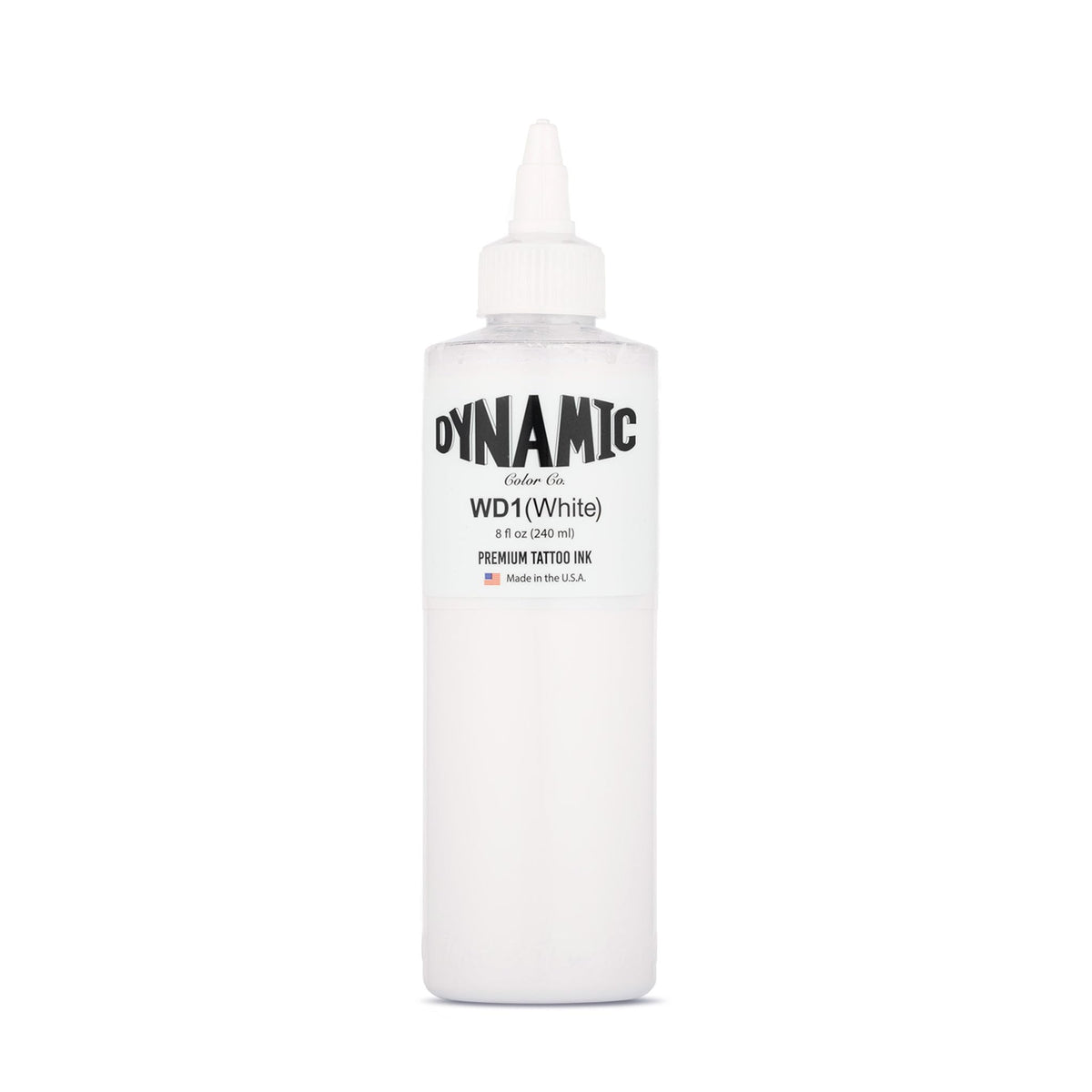 Dynamic Color Co white tattoo ink bottle for precise linework.