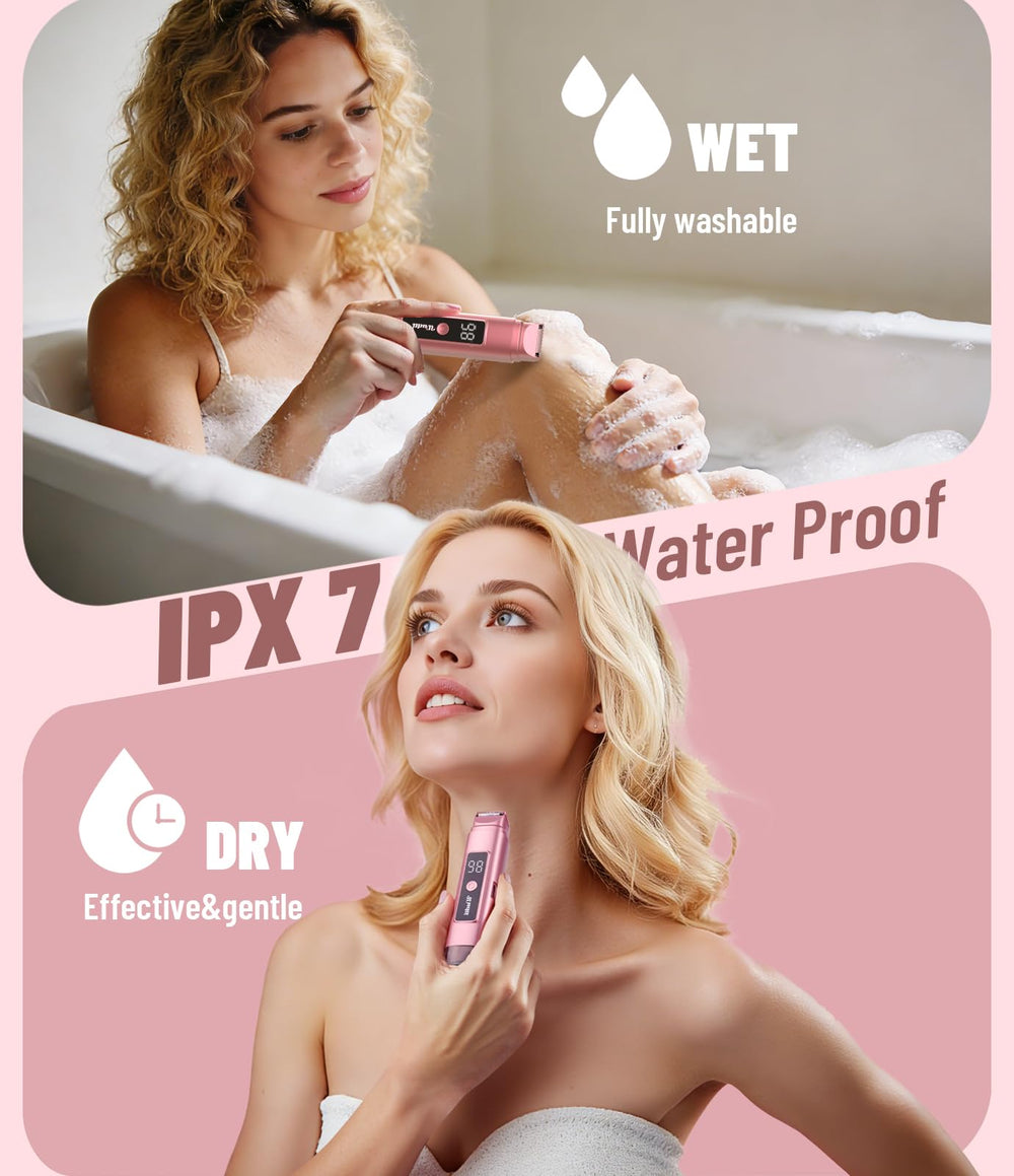 Dynooper bikini trimmer Tea Rose blade close-up shows 0.5mm ceramic blades for precision.