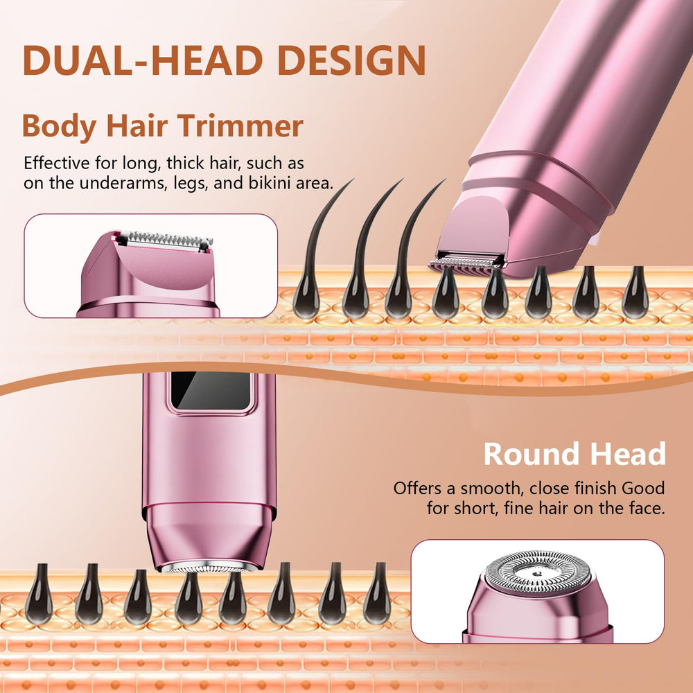 Dynooper bikini trimmer Tea Rose LED display for quick battery status at a glance.