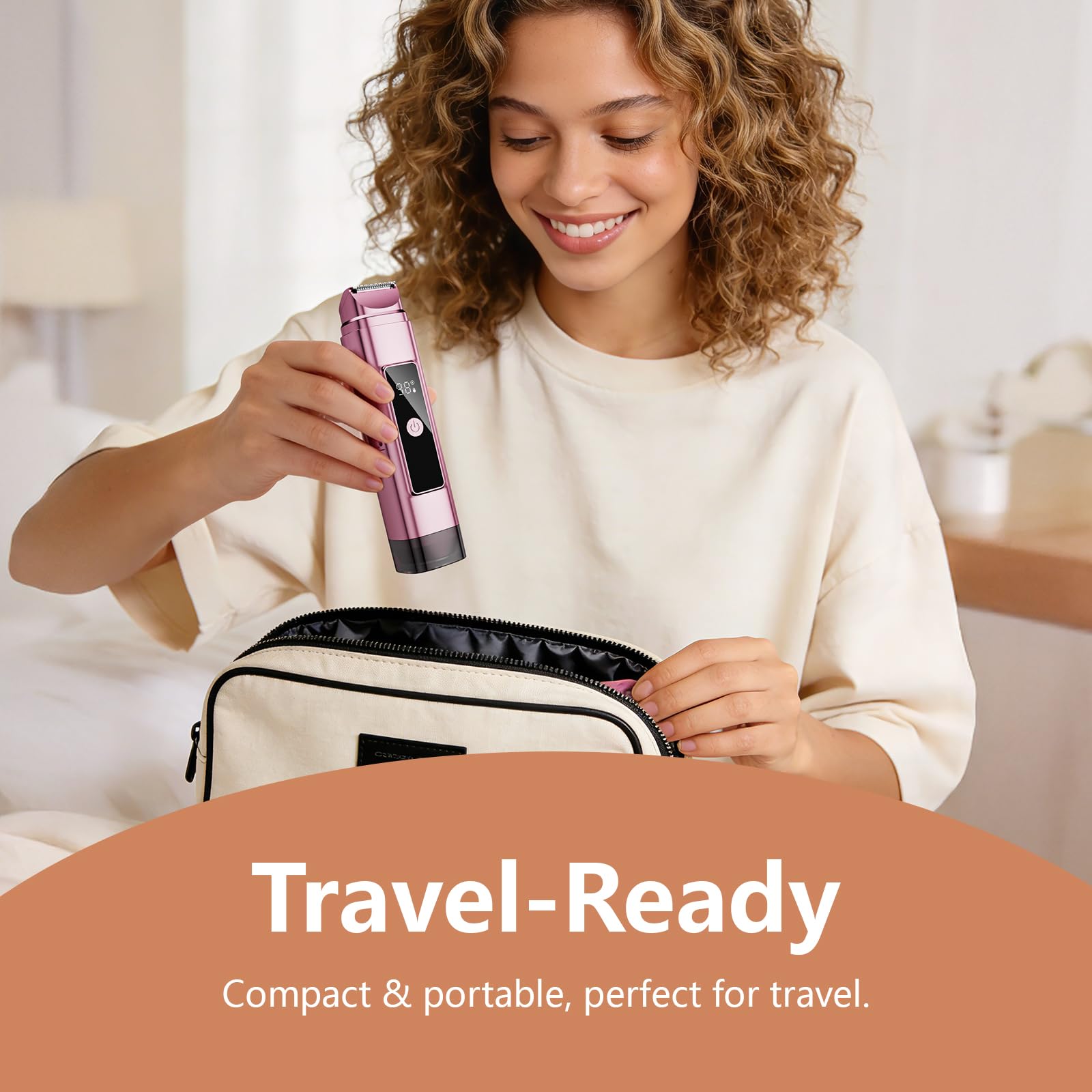 Dynooper bikini trimmer Tea Rose USB-C charging for quick power ups.